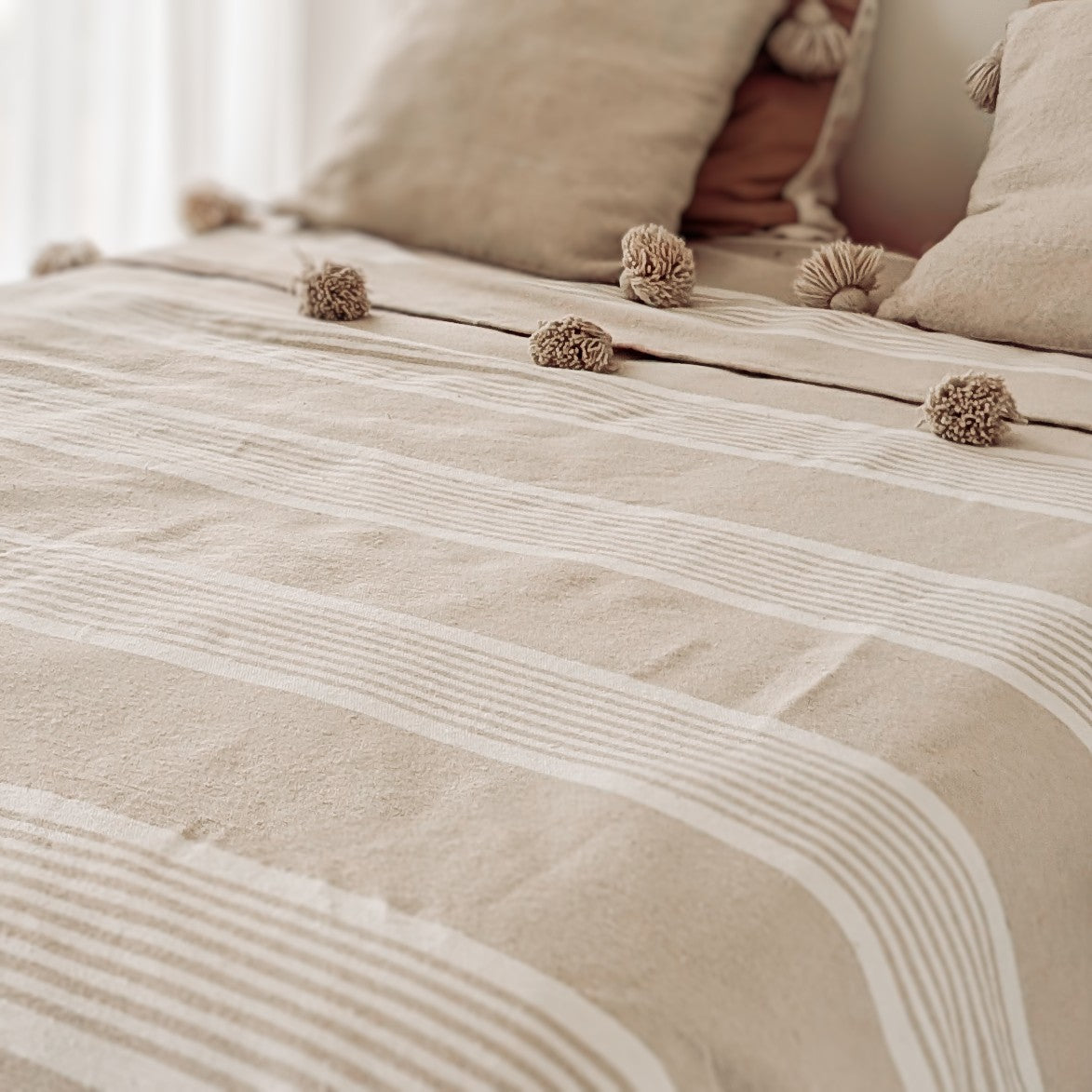 Plaid Beige rayé blanc