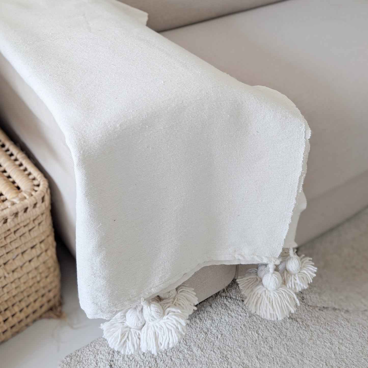 Plaid blanc en coton