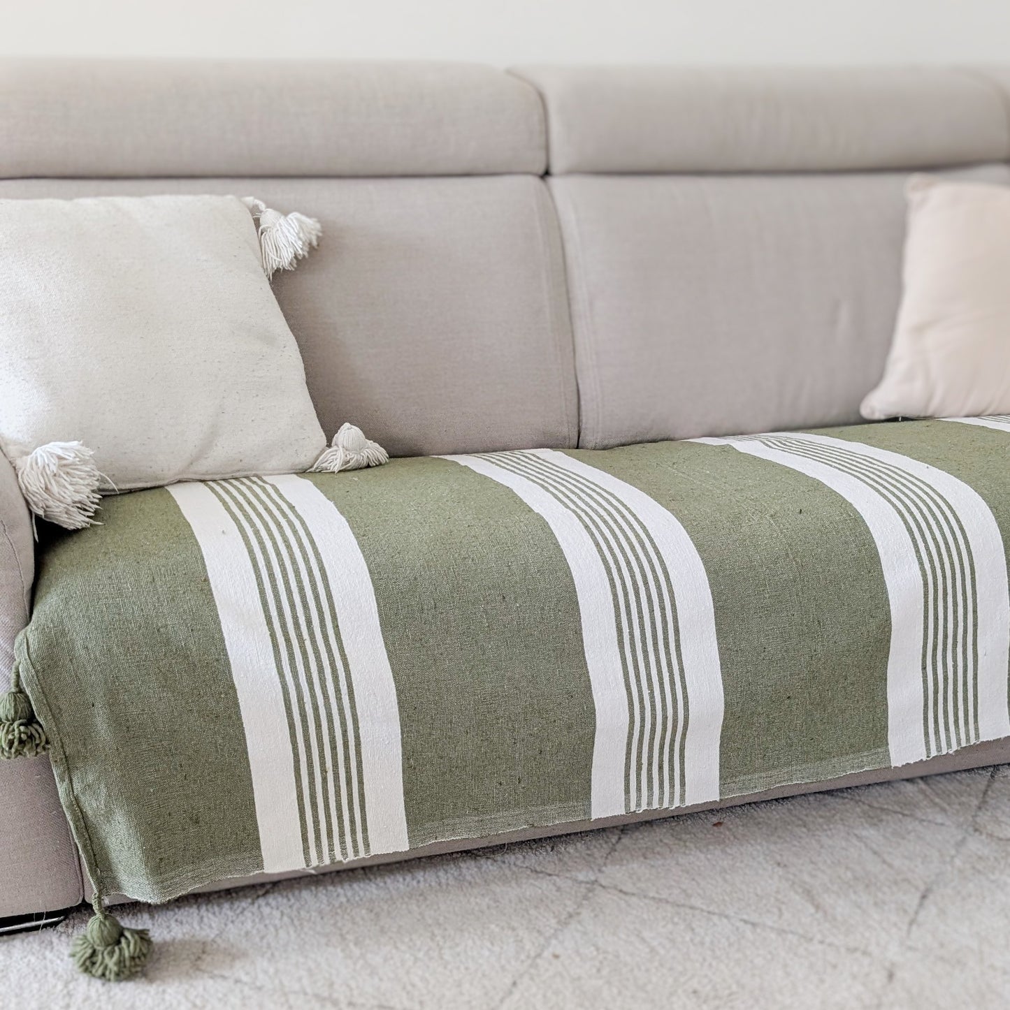 Plaid en coton vert et blanc