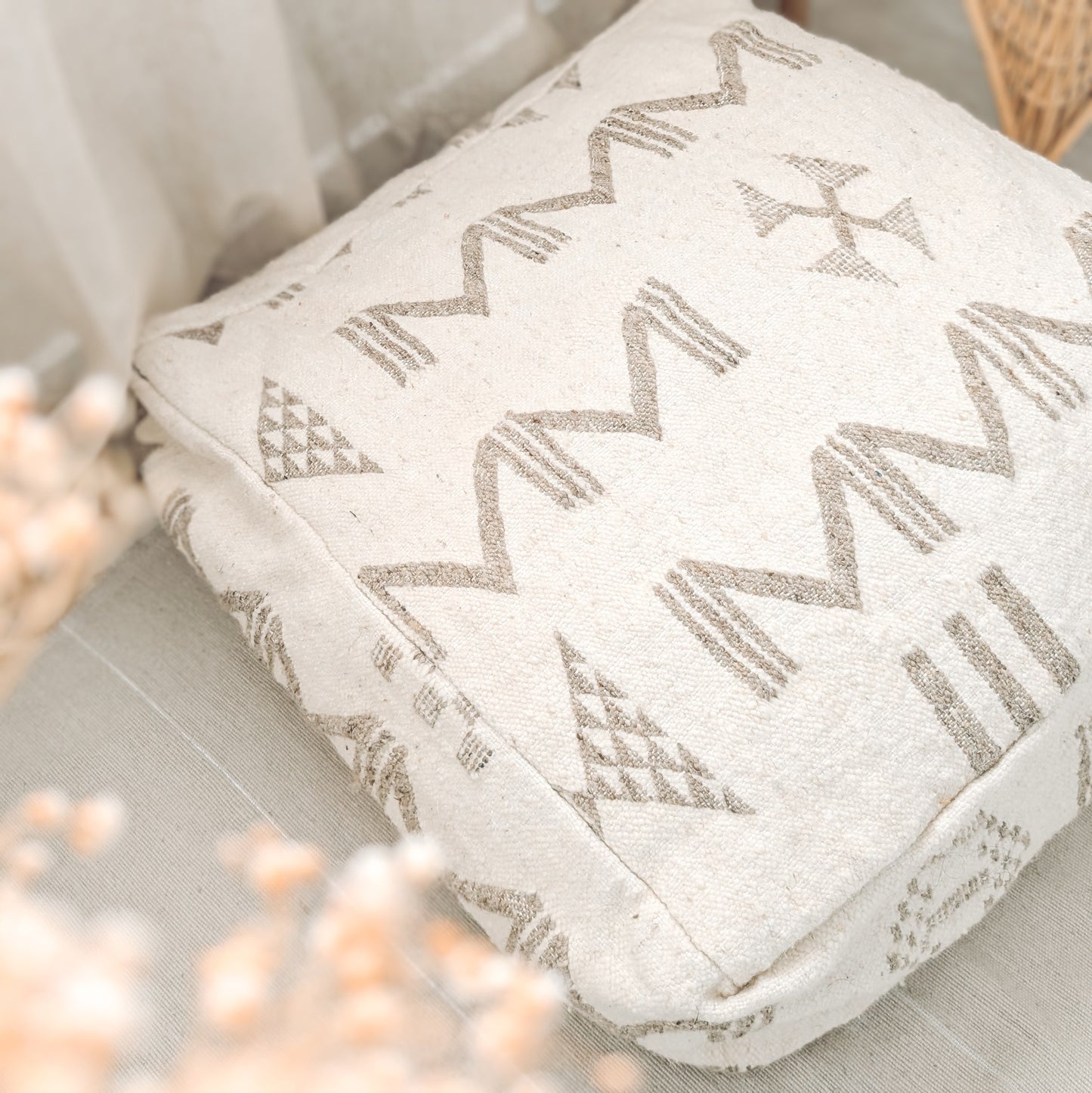 Pouf Kilim motifs café